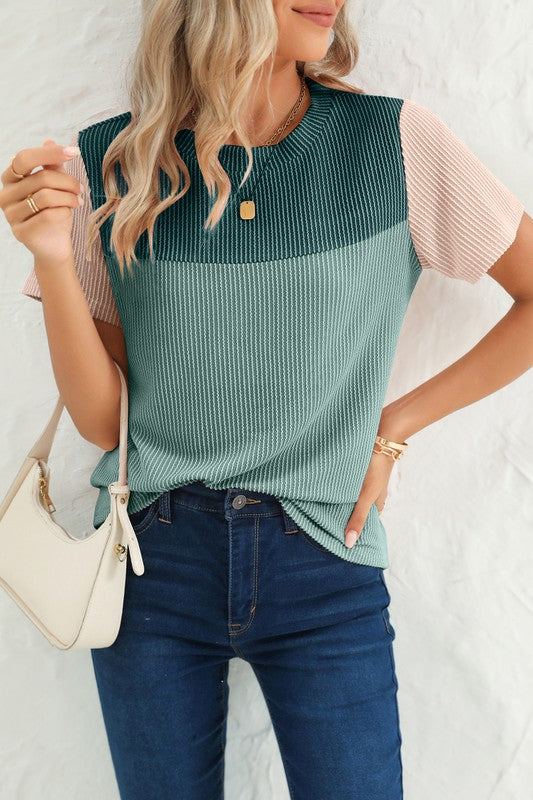 Ribbed Colorblock Tops