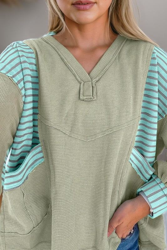 Exposed Seamless Waffle Pullover