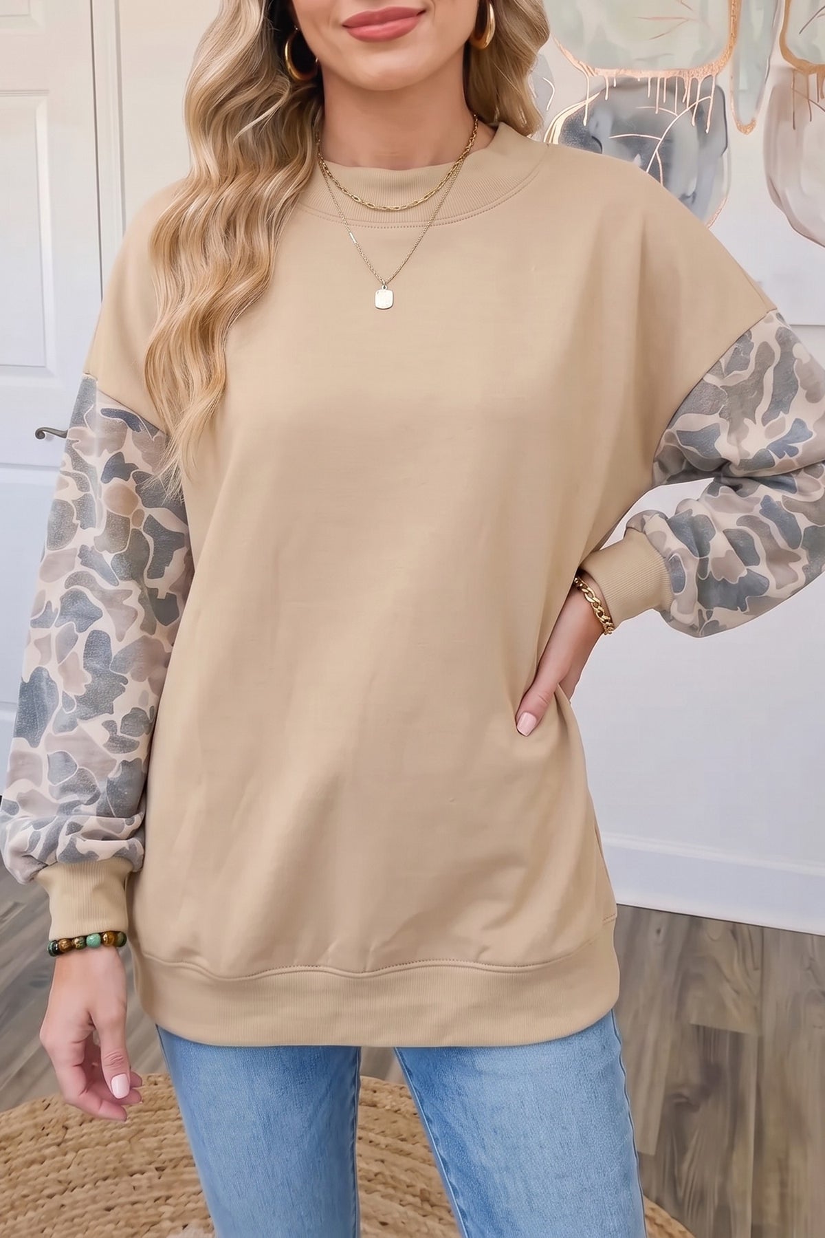 Camo Sleeve Pullover