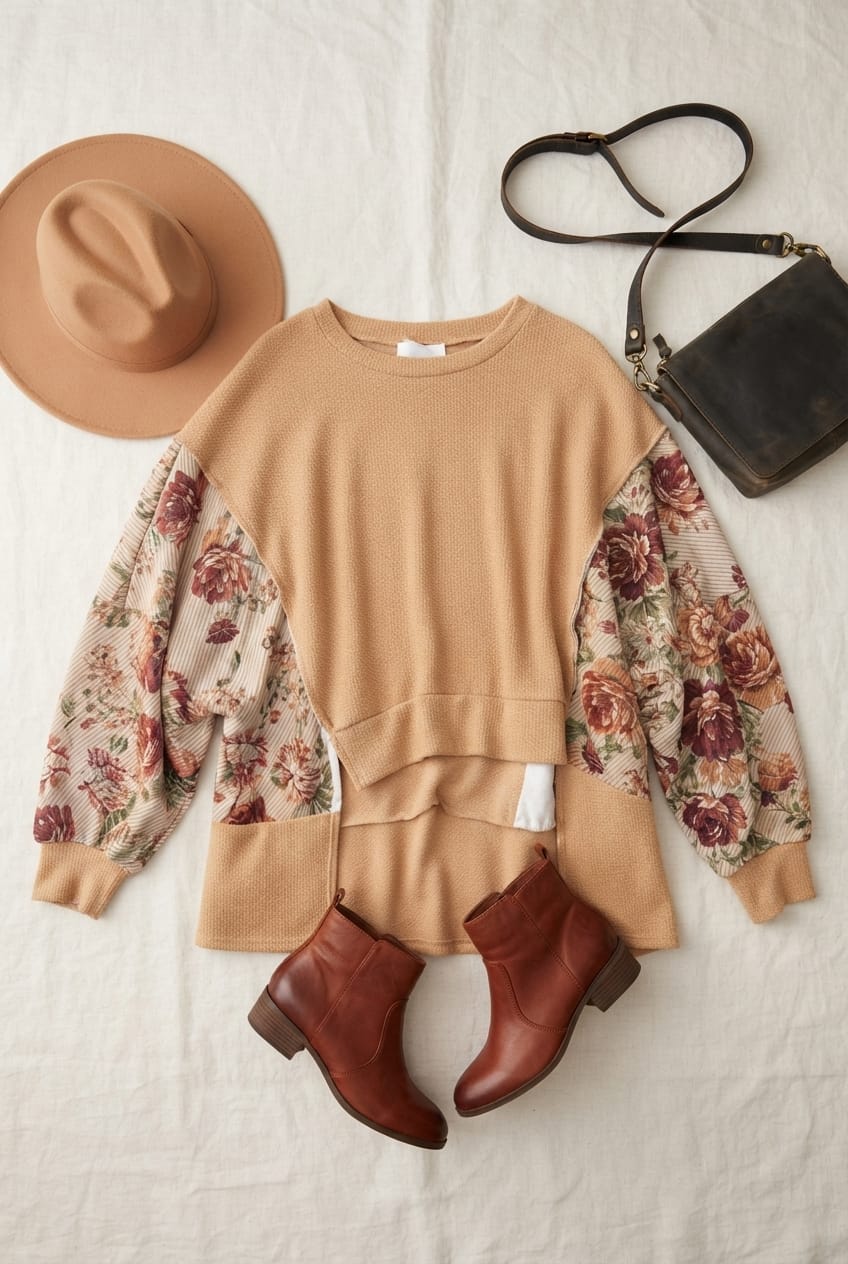Floral Mixed Media Top