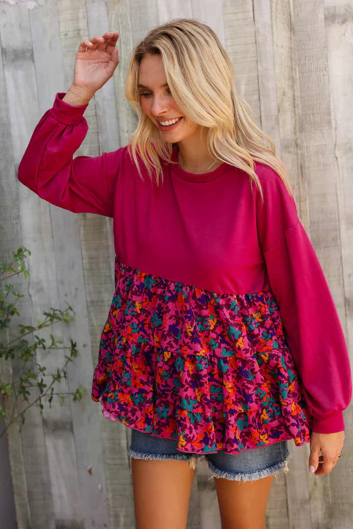 Magenta Floral Top