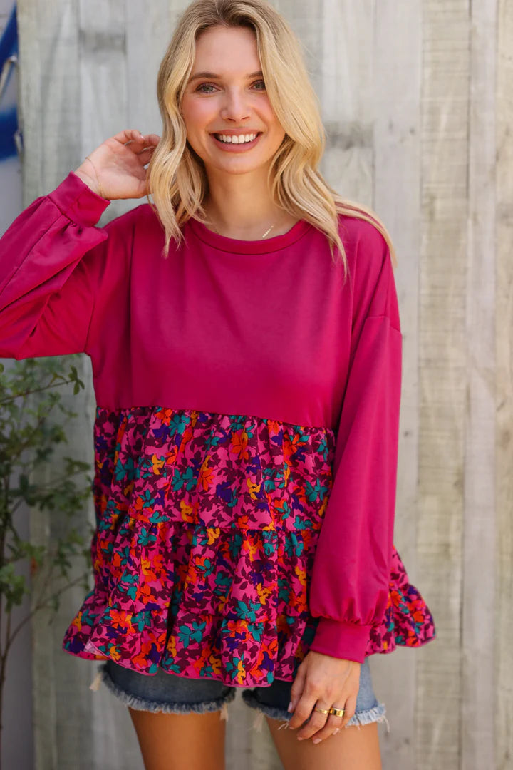 Magenta Floral Top