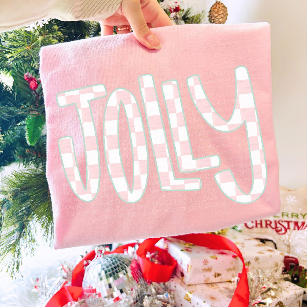 Pink Jolly Checekered Tee