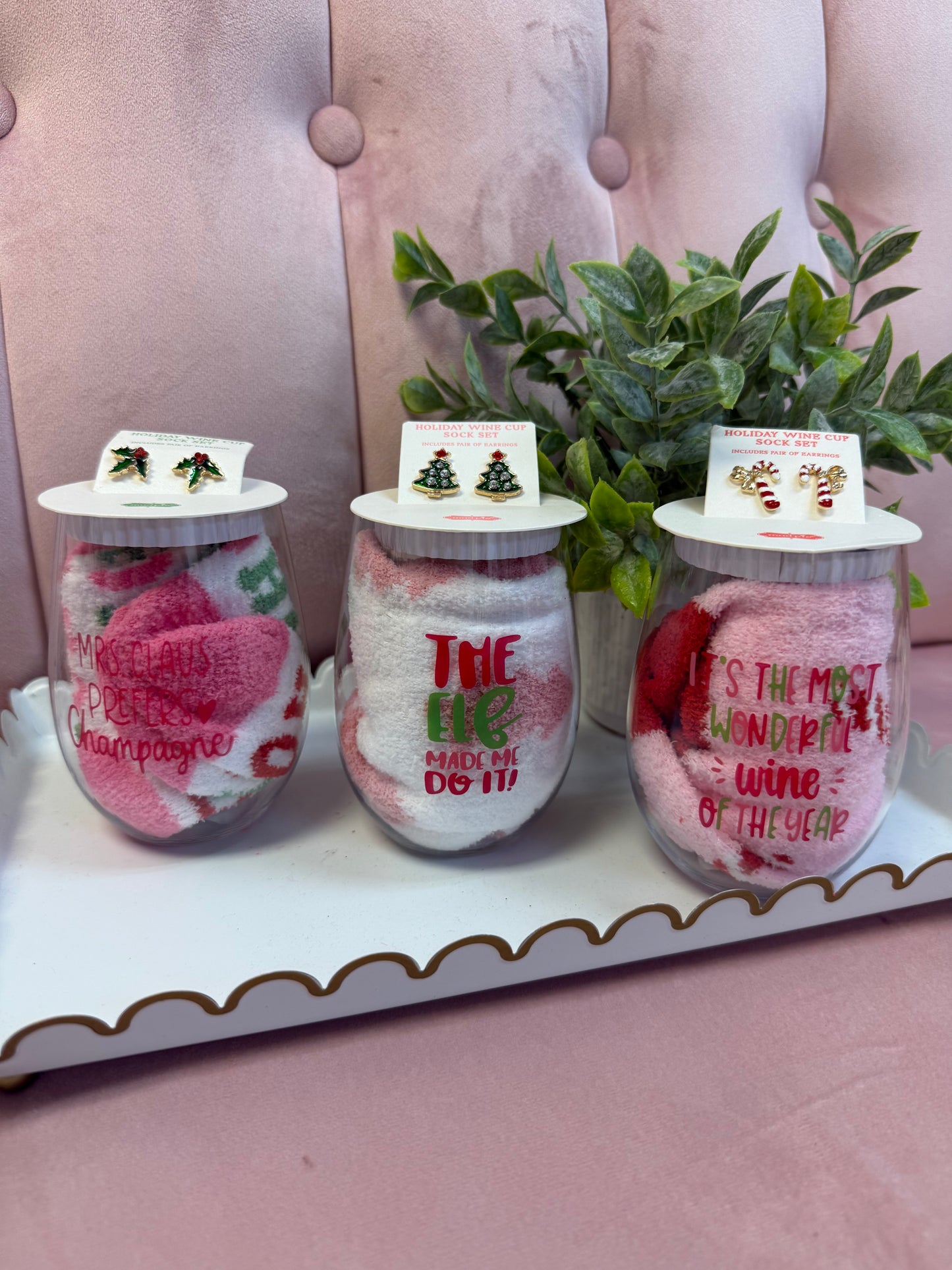 Holiday Wine Cup Sock Set
