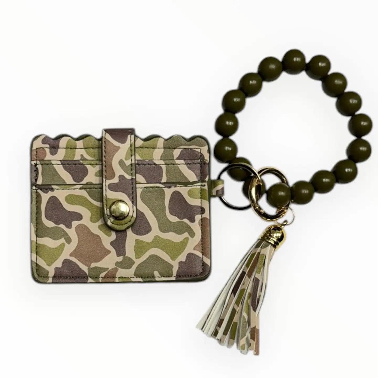 Camo Beaded Wristlet