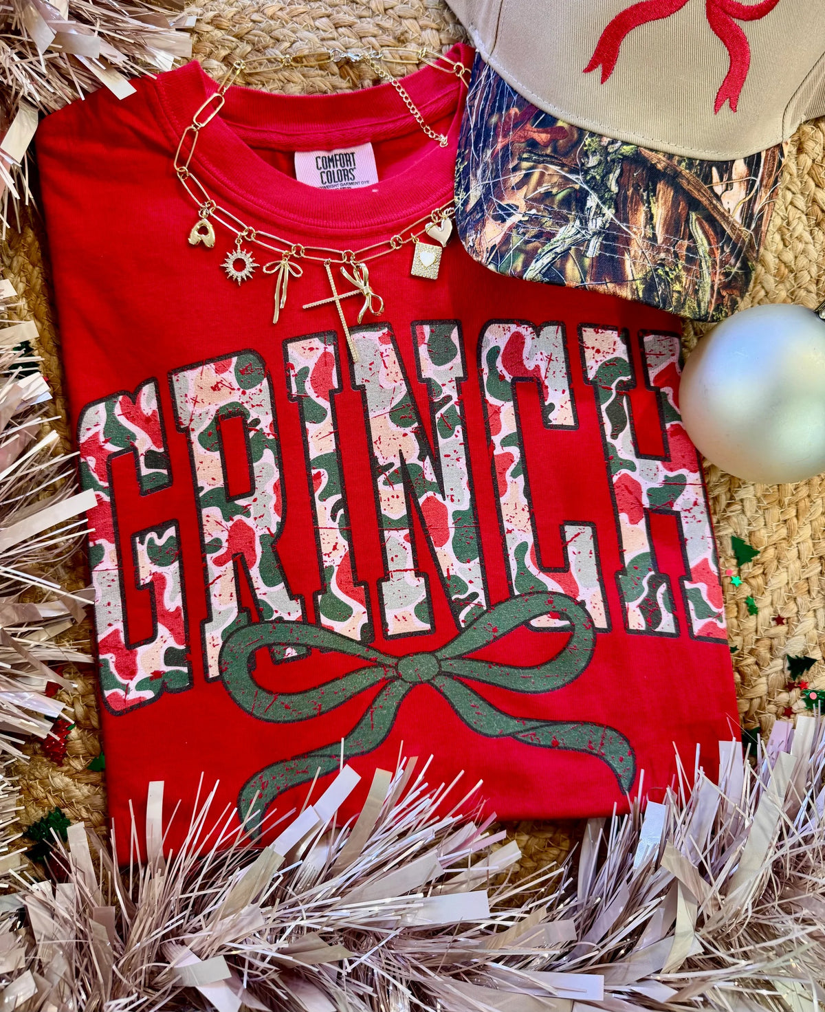 Grinch Camo Bow Tee