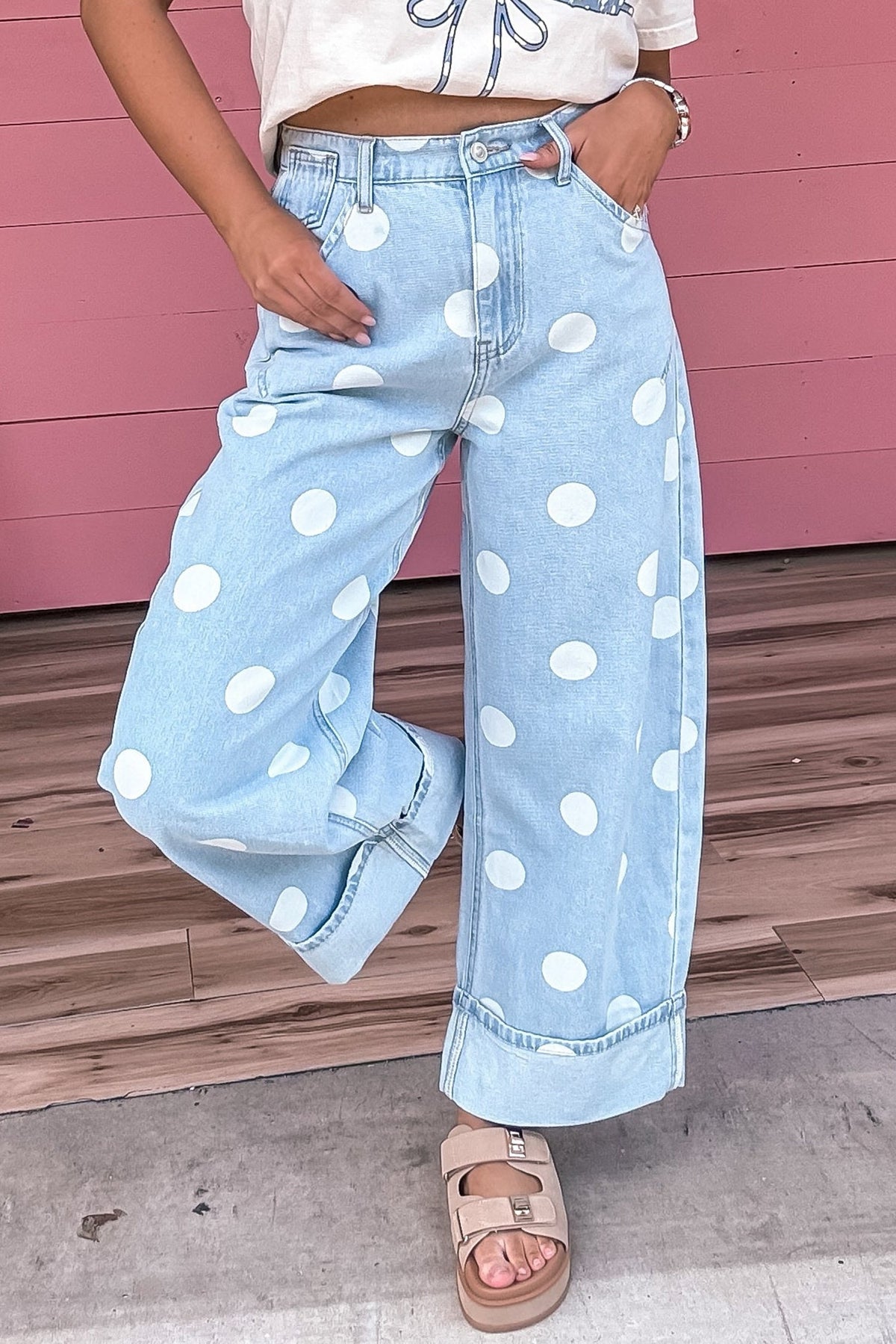 Polka Dot Ankle-length Jeans