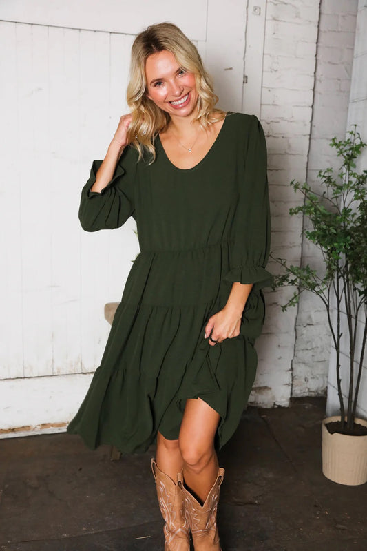 Olive Tiered Dress