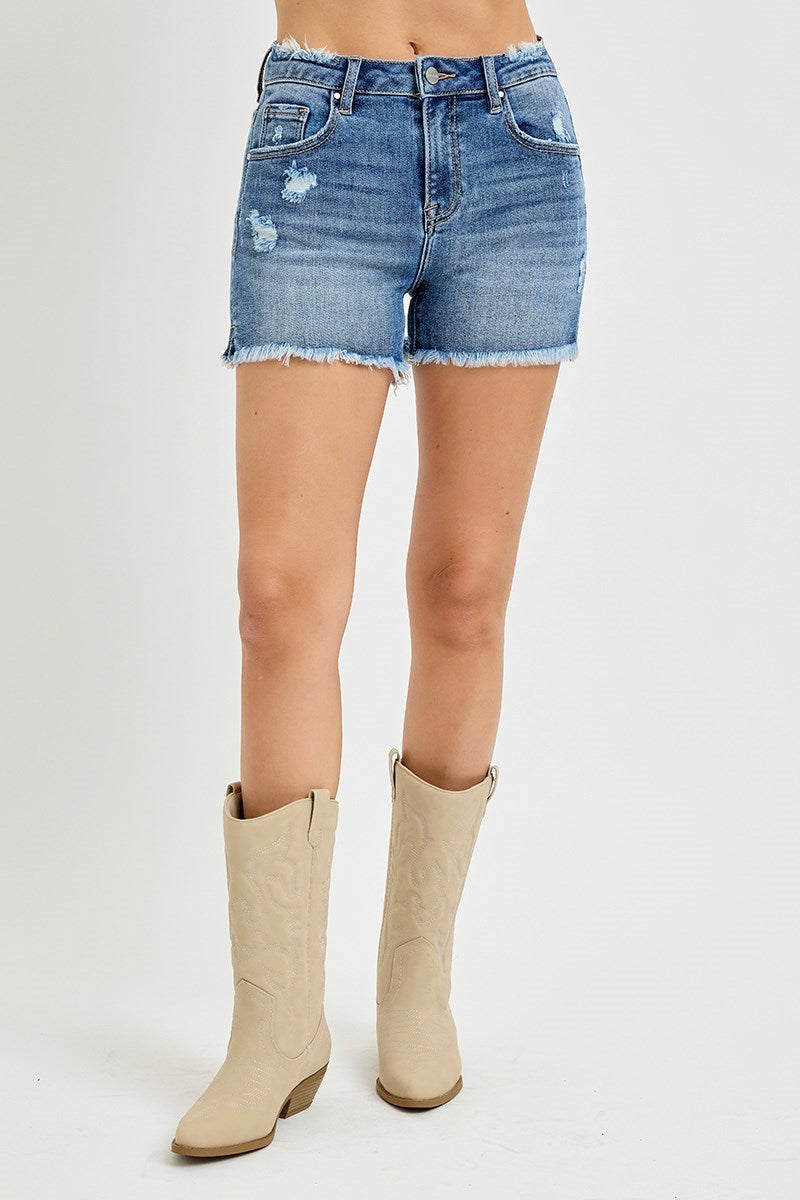 Mid Rise Distressed Shorts