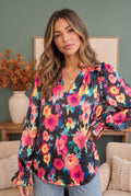 Abstract Satin Blouse