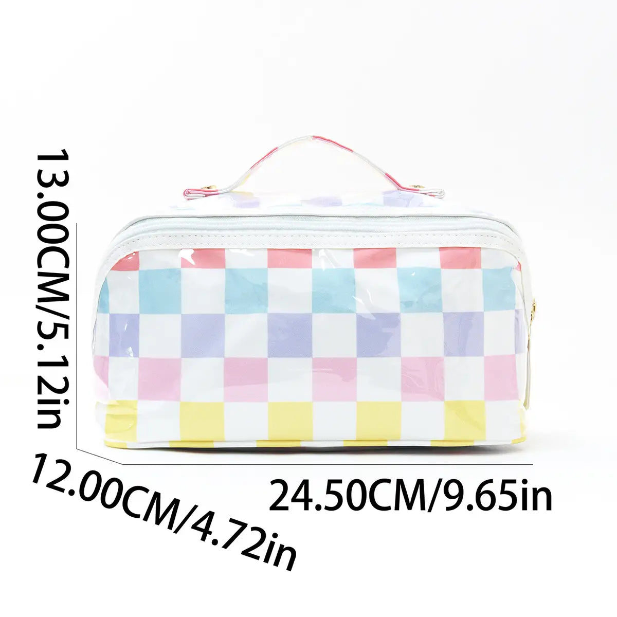 Pastel Checkered Cosmetic Bag