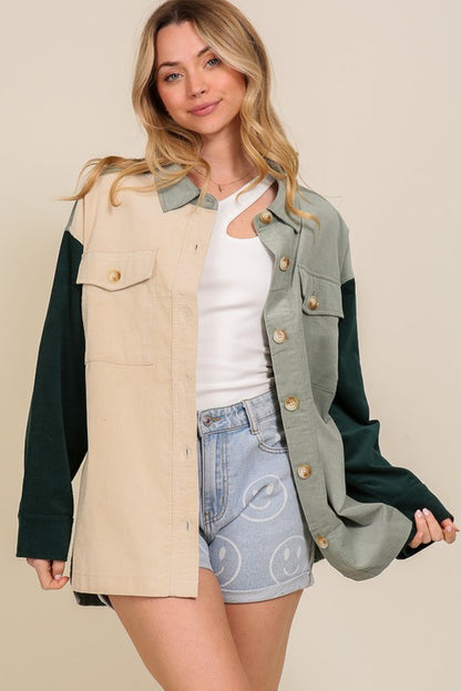 Fall Color Block Shacket