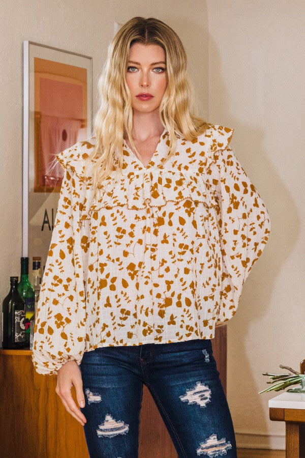 Falling For Floral Ruffle Top