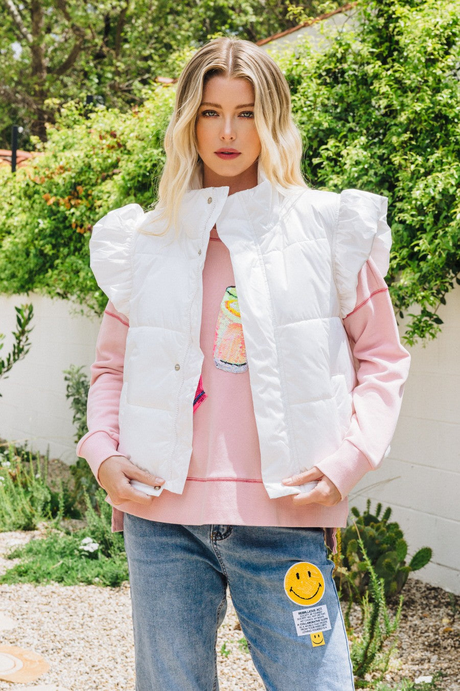 Puffer Vest with Ruffles