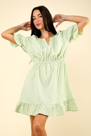 Sage Textured Woven Dress