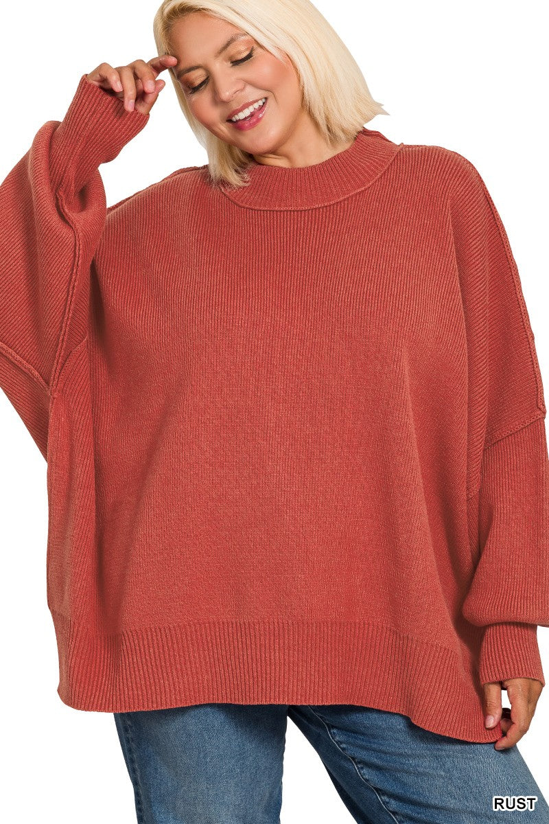 Plus Side Slit Oversized Sweater