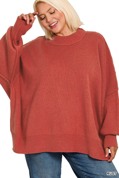 Plus Side Slit Oversized Sweater