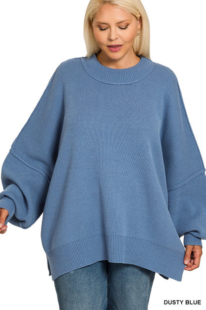 Plus Side Slit Oversized Sweater
