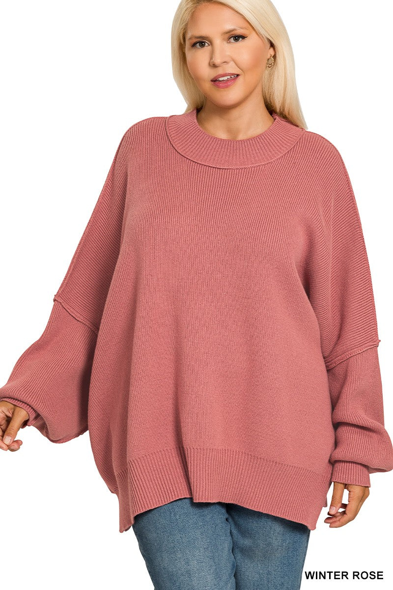 Plus Side Slit Oversized Sweater