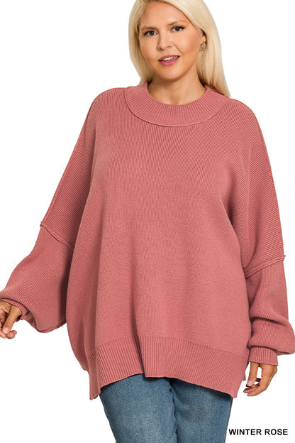 Plus Side Slit Oversized Sweater