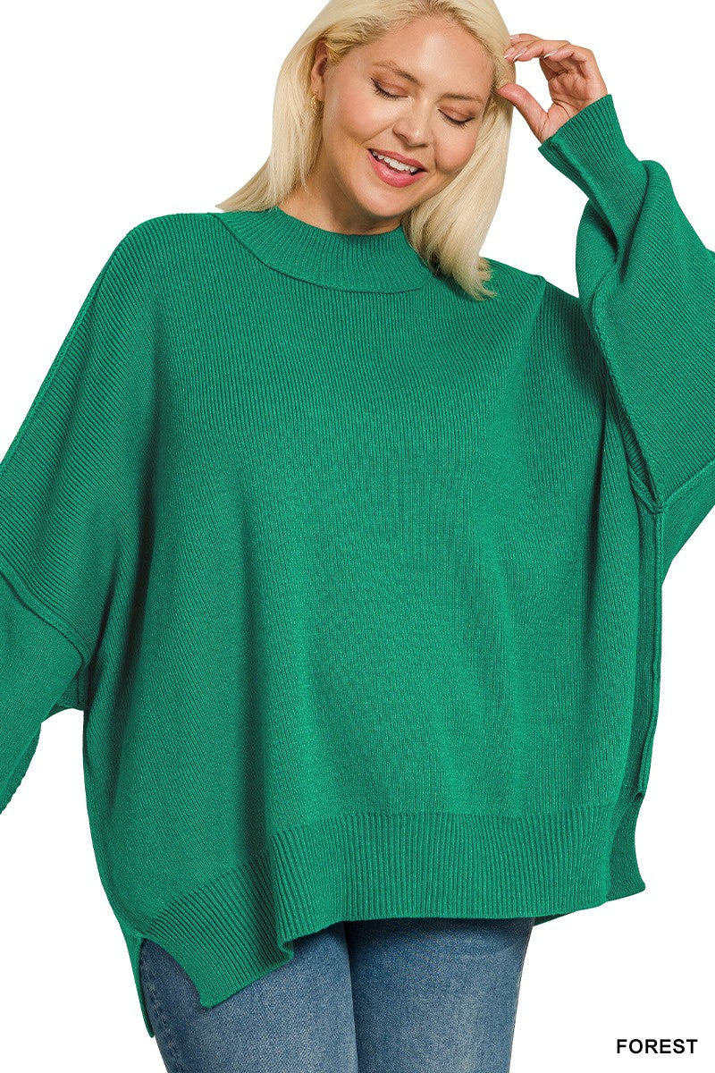 Plus Side Slit Oversized Sweater