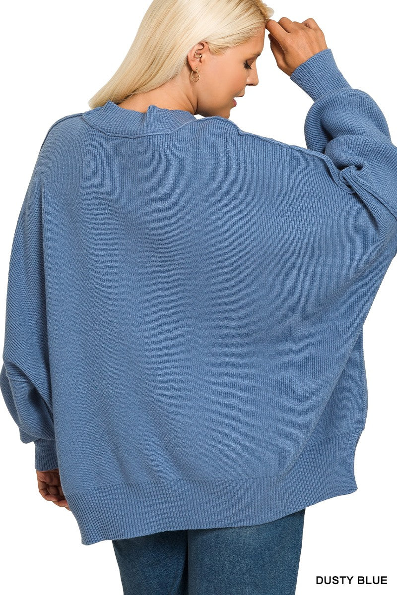 Plus Side Slit Oversized Sweater