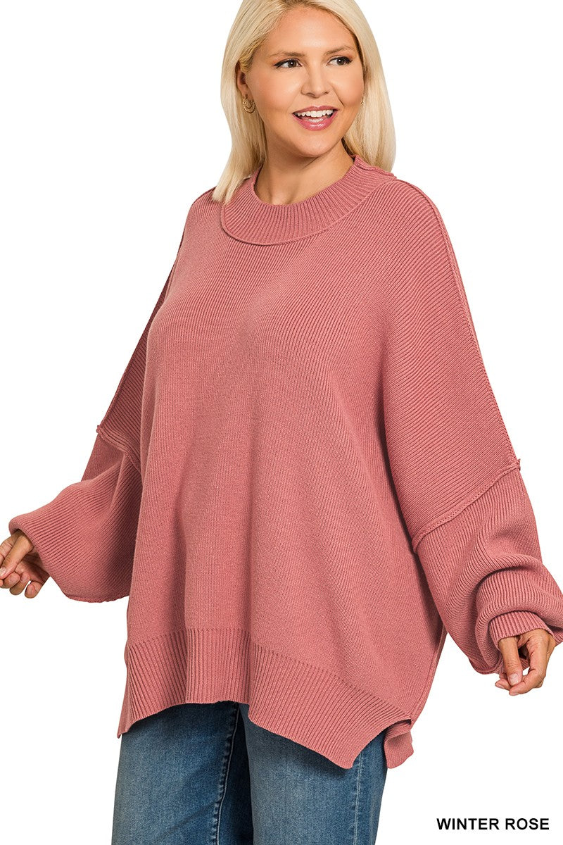 Plus Side Slit Oversized Sweater