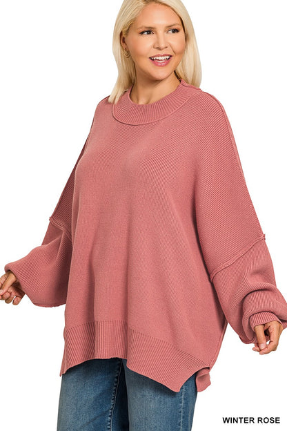 Plus Side Slit Oversized Sweater