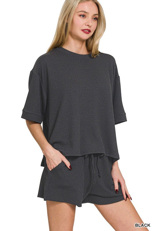 Black Ribbed Set
