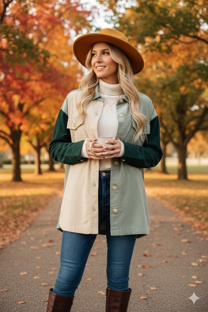 Fall Color Block Shacket