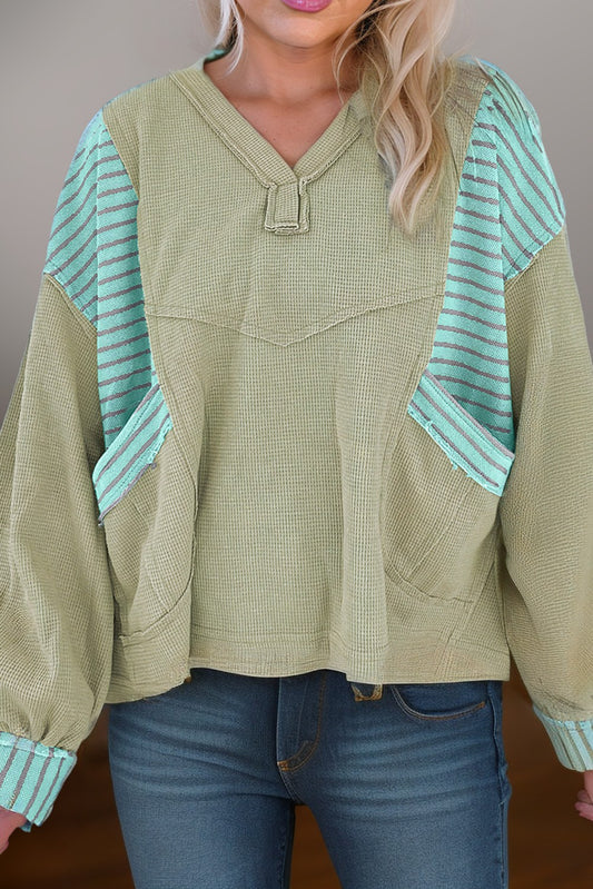 Exposed Seamless Waffle Pullover