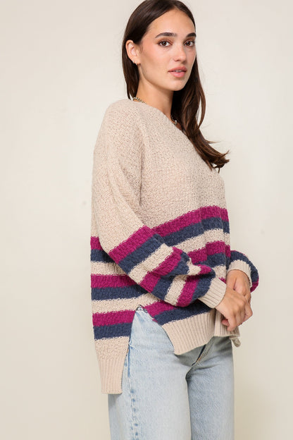Colorful Striped Knit Sweater