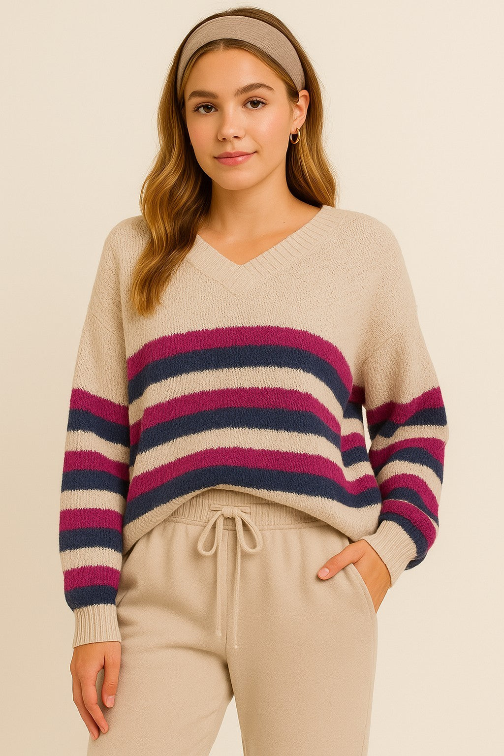 Colorful Striped Knit Sweater