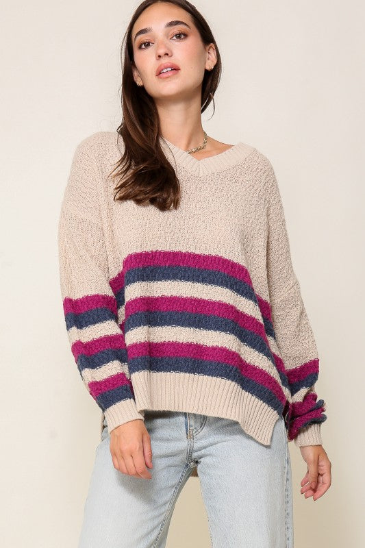 Colorful Striped Knit Sweater