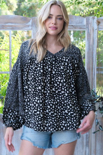 Mixed Dot Bubble Sleeve