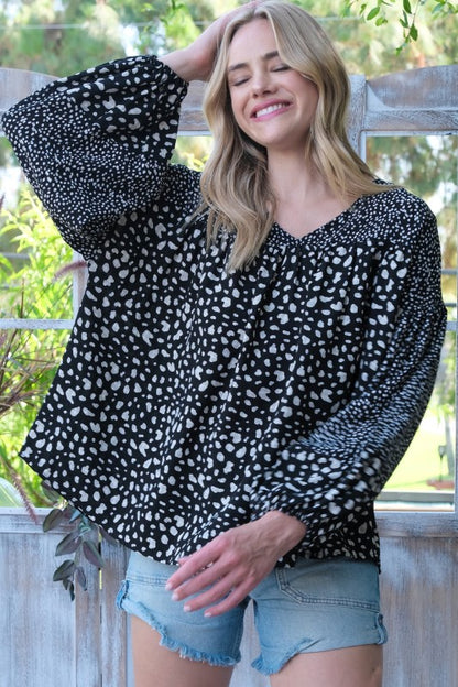 Mixed Dot Bubble Sleeve