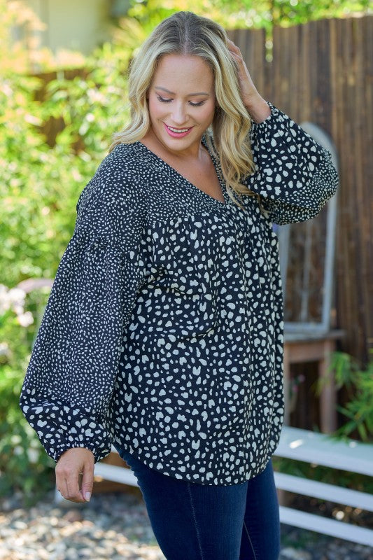 Mixed Dot Bubble Sleeve