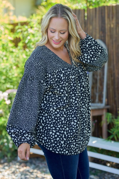 Mixed Dot Bubble Sleeve