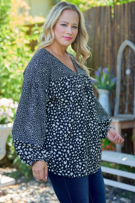 Mixed Dot Bubble Sleeve