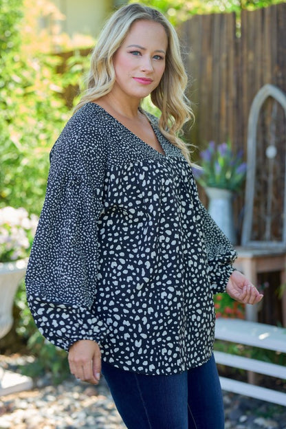 Mixed Dot Bubble Sleeve