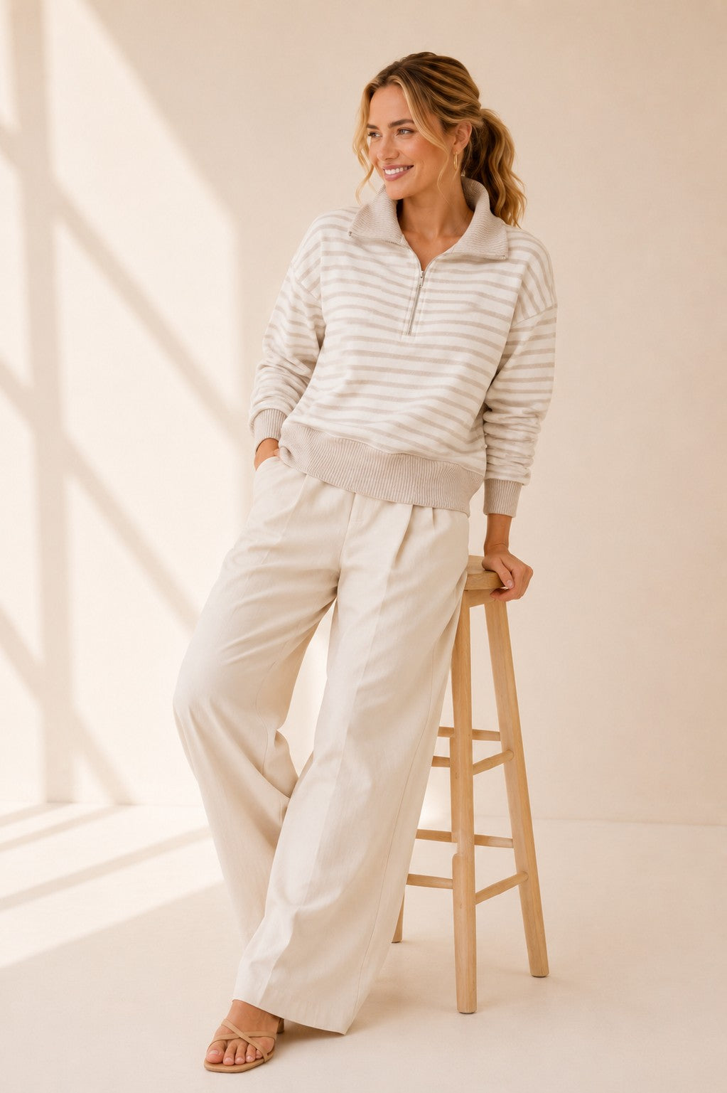 Neutralized Half Zip Pullover