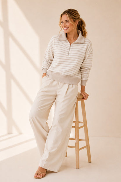 Neutralized Half Zip Pullover