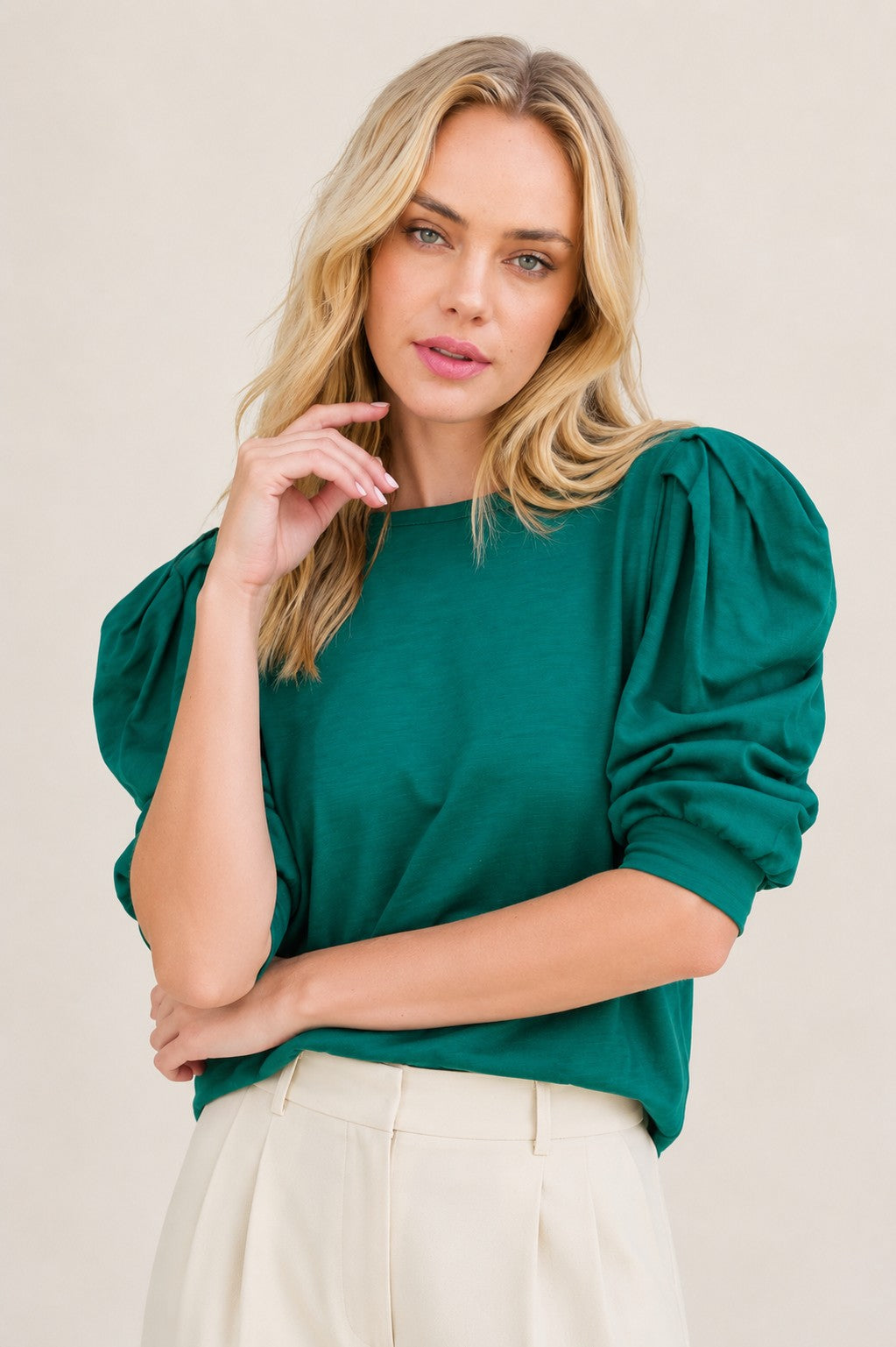 Fall Puff Sleeve Knit Top