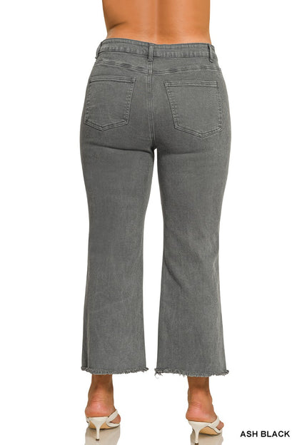 Frayed Acid Wash Black Jeans