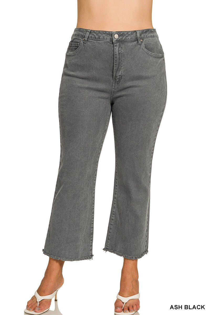 Frayed Acid Wash Black Jeans