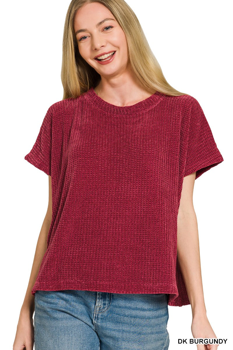 Chenille Short Sleeve Sweater R