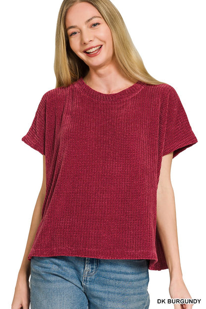Chenille Short Sleeve Sweater R