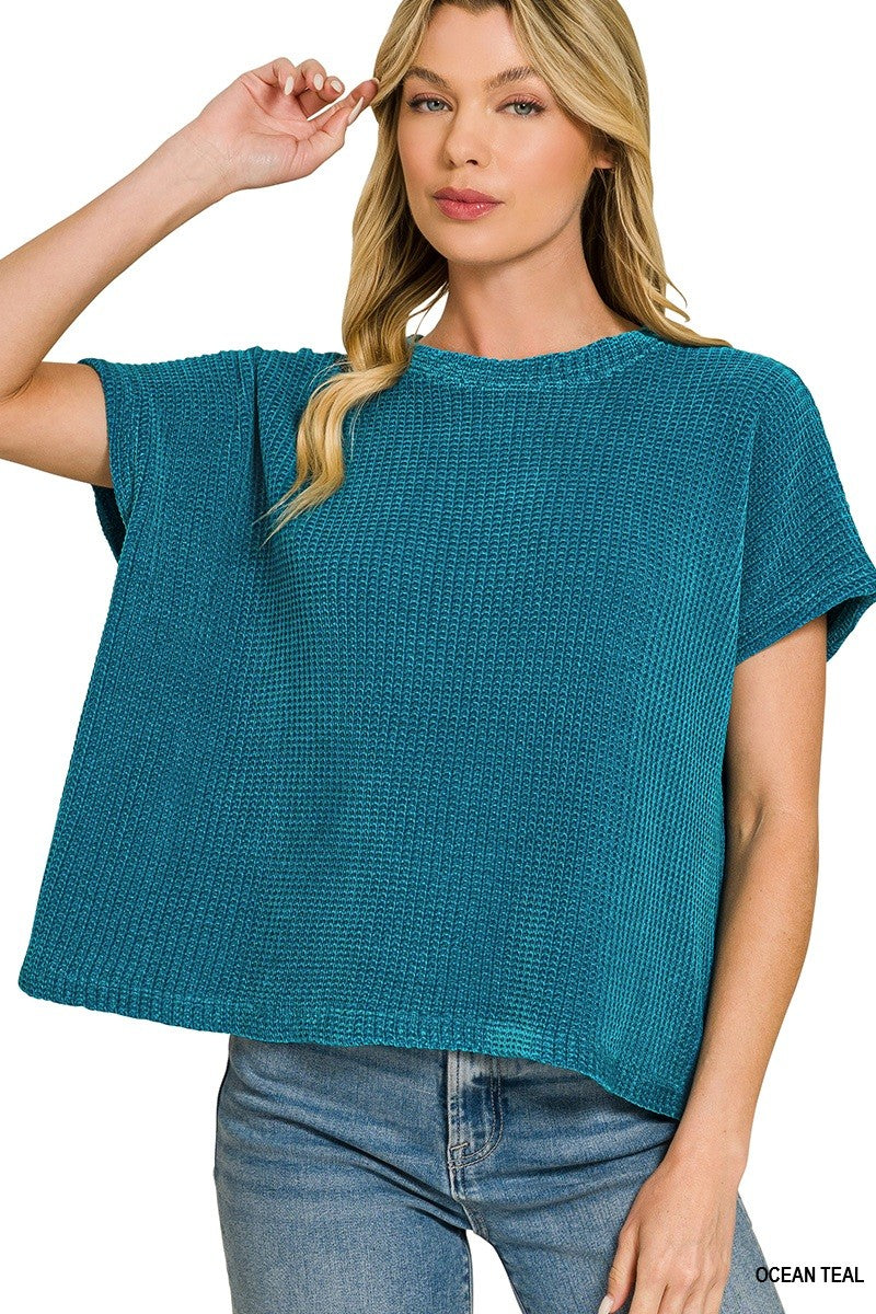 Chenille Short Sleeve Sweater R