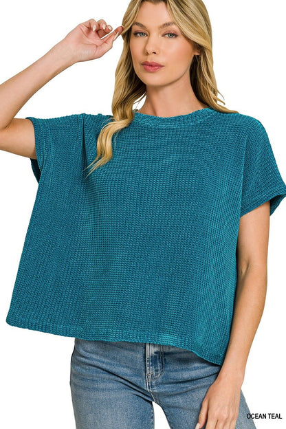 Chenille Short Sleeve Sweater R