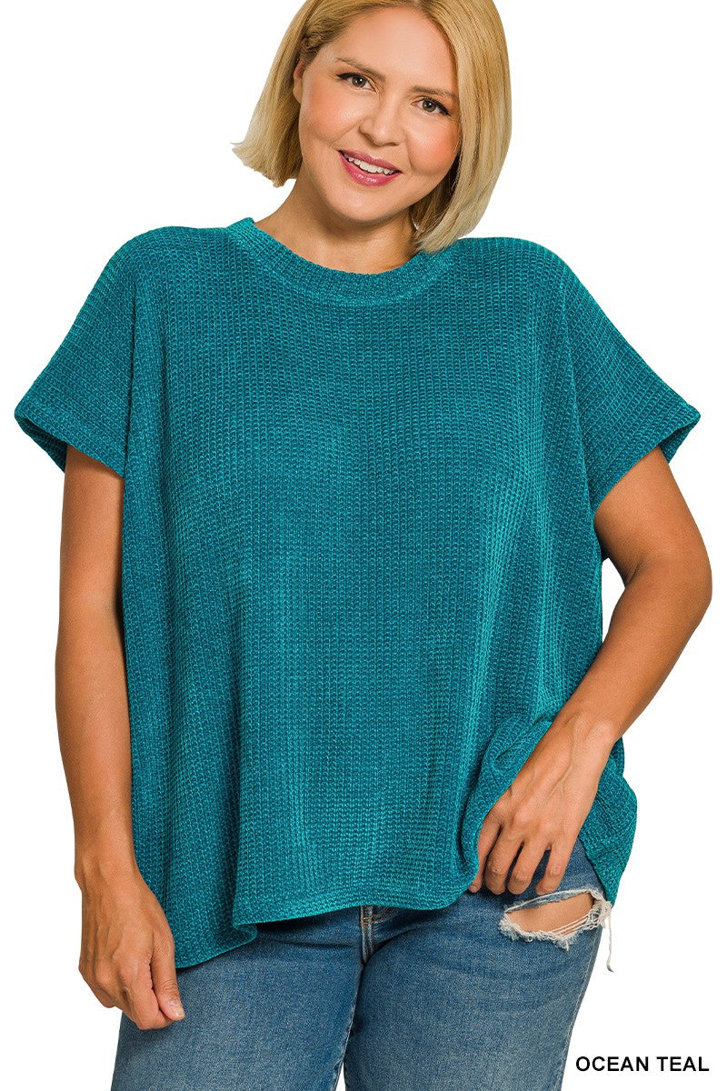Chenille Waffle Sweater Top